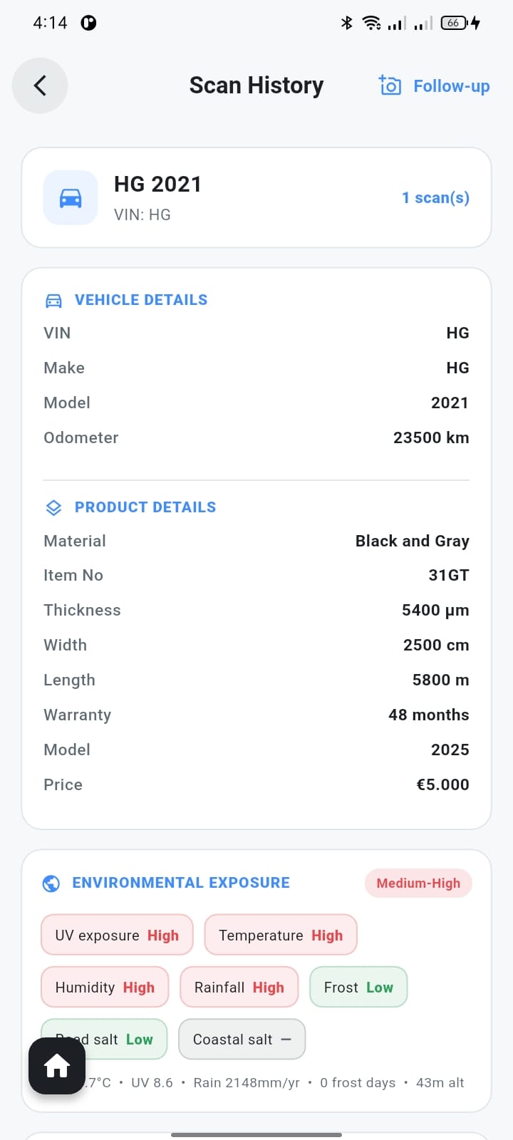 Scan History — Armorix, Automotive / NFC built with Flutter and NFC by Ayan Parvaiz