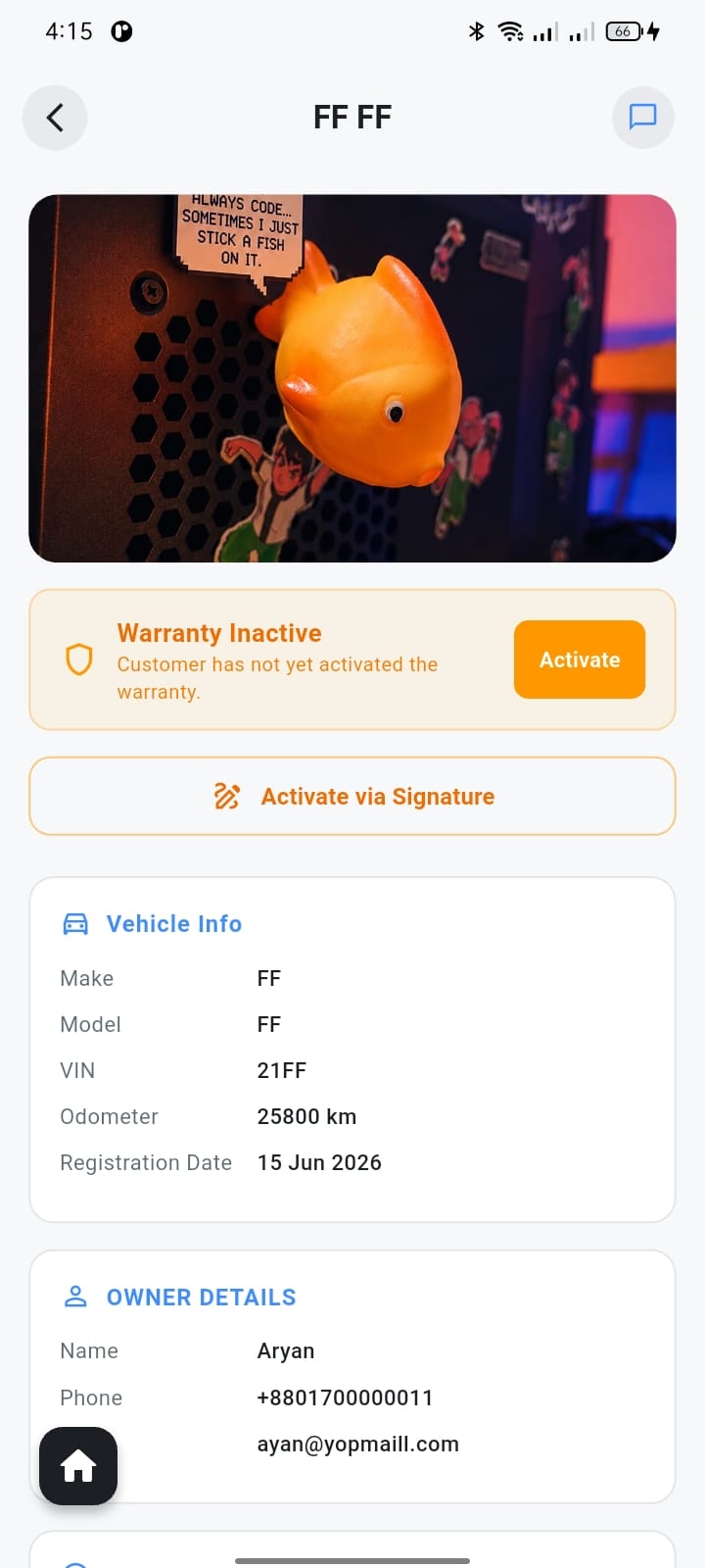 Warranty Activation — Armorix, Automotive / NFC built with Flutter and NFC by Ayan Parvaiz