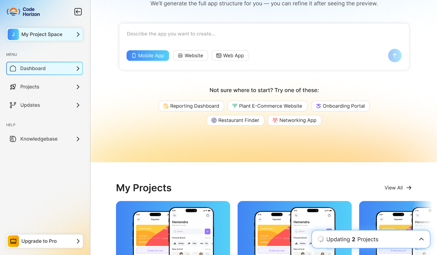 Project Space — Lotus / Code Horizon, AI Platform built with Flutter Web and Node.js by Ayan Parvaiz