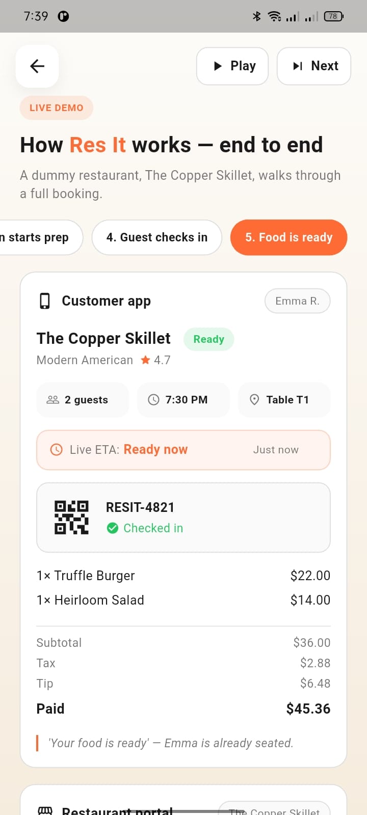 Live Demo · Food Ready — DineSwift, Multi-Tenant SaaS built with NestJS 10 and Prisma 5 by Ayan Parvaiz