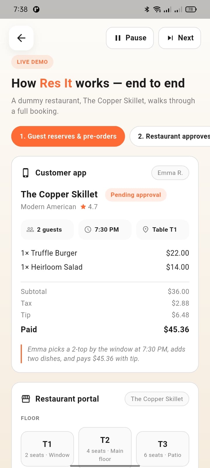 Live Demo · Reserve — DineSwift, Multi-Tenant SaaS built with NestJS 10 and Prisma 5 by Ayan Parvaiz