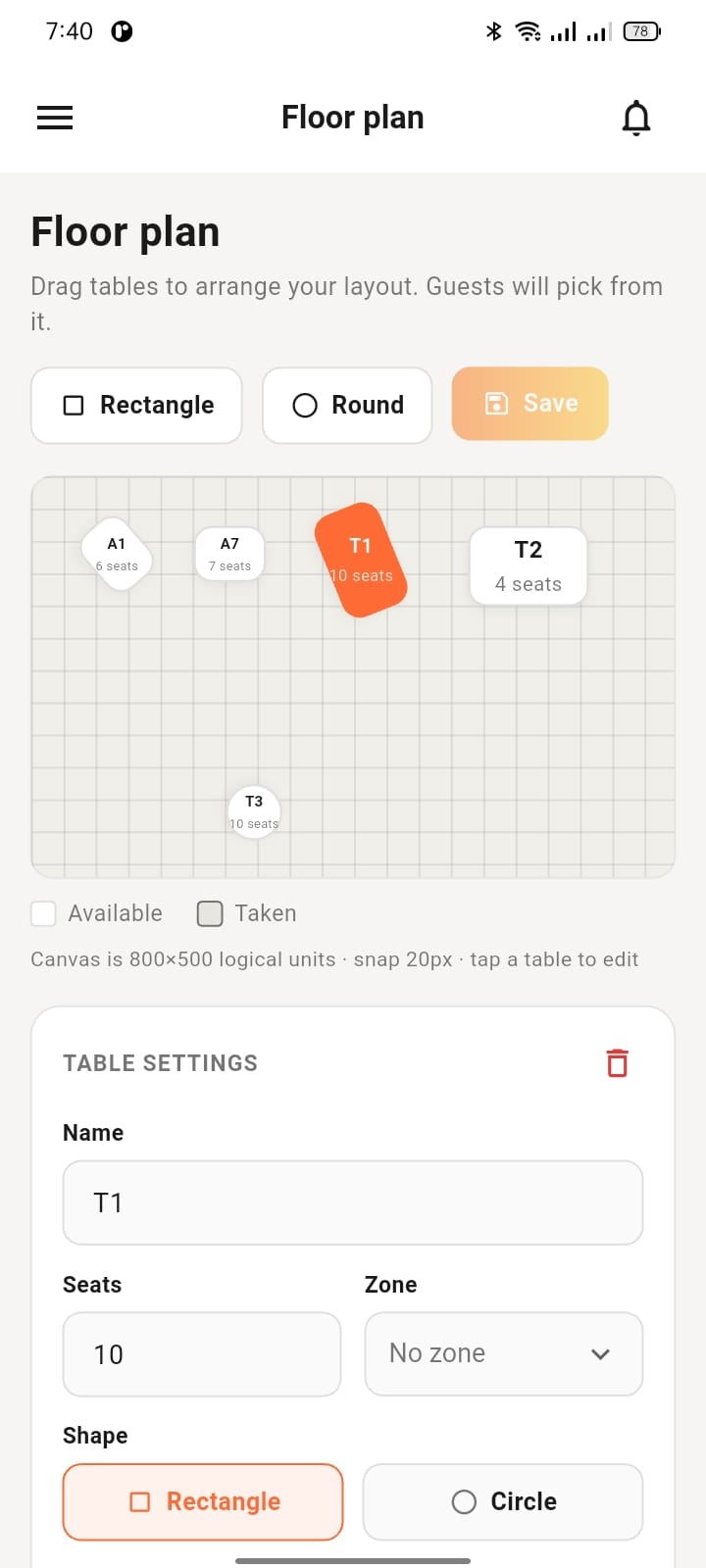 Floor Plan Editor — DineSwift, Multi-Tenant SaaS built with NestJS 10 and Prisma 5 by Ayan Parvaiz