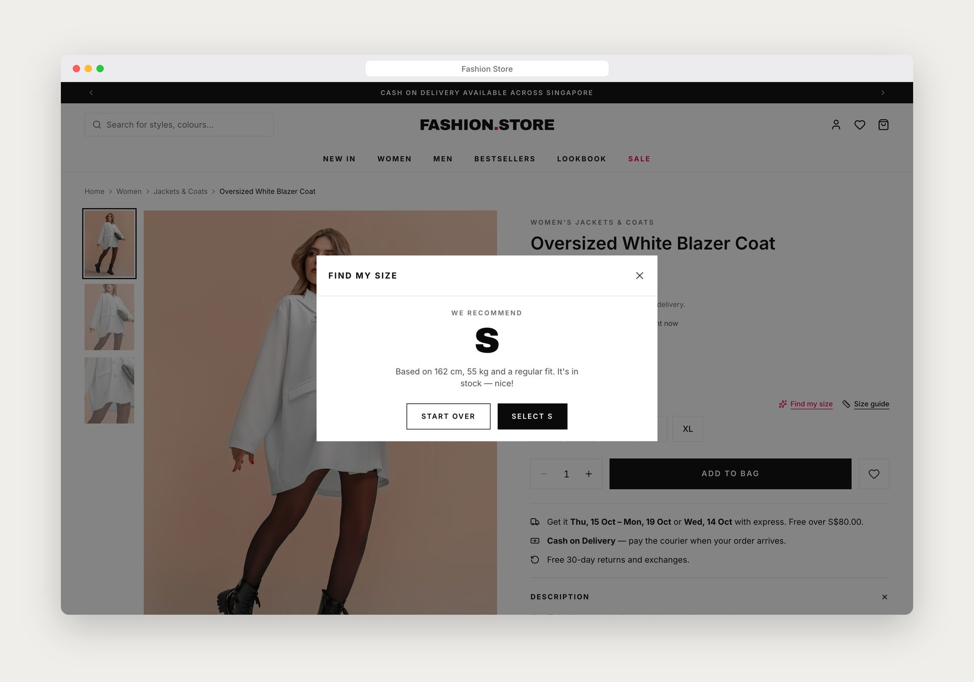 Find my size — Fashion Store, E-commerce / 3D Web built with Next.js 16 and React 19 by Ayan Parvaiz
