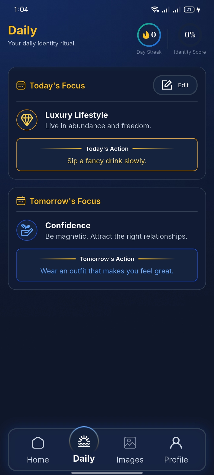 Daily Focus & Actions — Your Future Identity, AI Personal Growth built with Flutter and Riverpod by Ayan Parvaiz