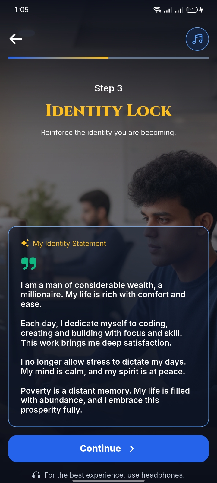 Step 3 — Identity Lock — Your Future Identity, AI Personal Growth built with Flutter and Riverpod by Ayan Parvaiz