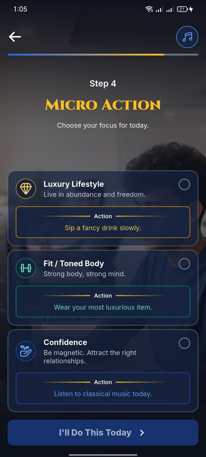 Step 4 — Micro Action — Your Future Identity, AI Personal Growth built with Flutter and Riverpod by Ayan Parvaiz