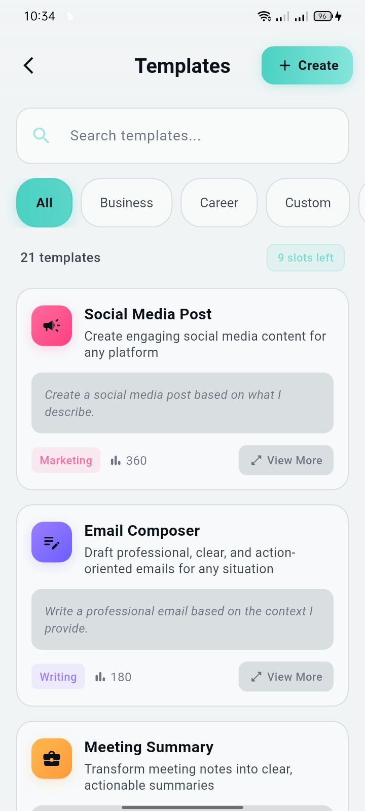 Prompt Templates — iChat, AI Content Studio built with Flutter and Dart by Ayan Parvaiz
