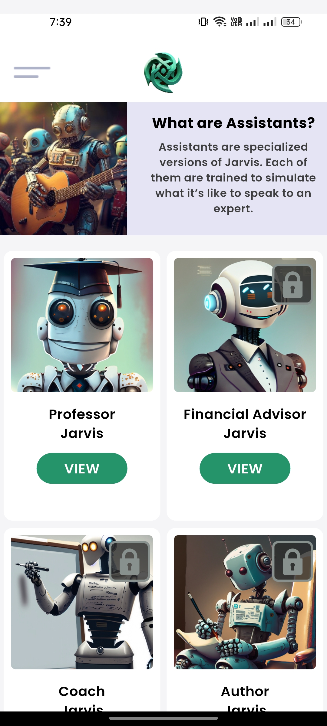 Assistants Gallery — Jarvis, AI Mobile App built with Flutter and Node.js by Ayan Parvaiz