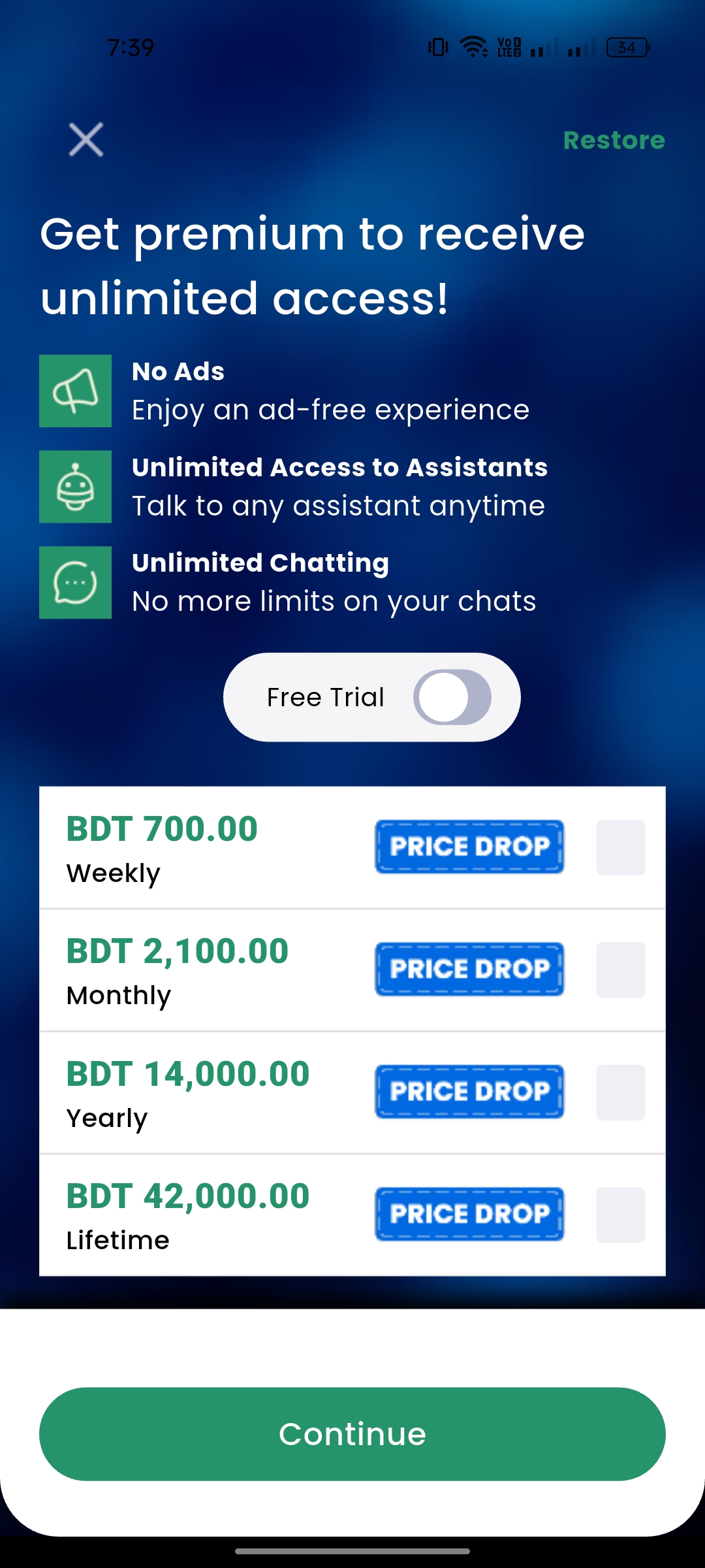 Premium Subscription — Jarvis, AI Mobile App built with Flutter and Node.js by Ayan Parvaiz
