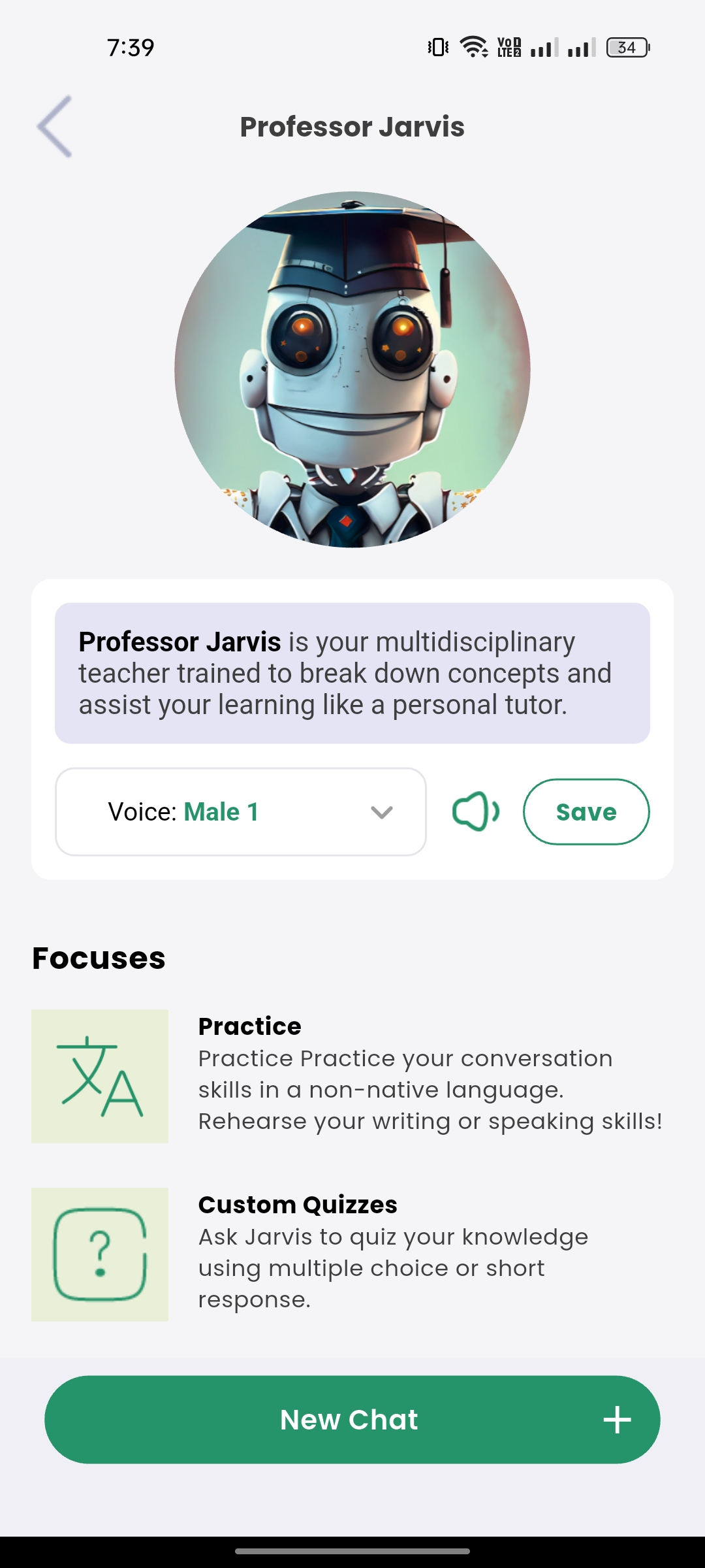 Professor Jarvis — Jarvis, AI Mobile App built with Flutter and Node.js by Ayan Parvaiz