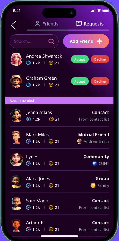 Friends & Requests — OutSpot, Social Platform built with Flutter and Express by Ayan Parvaiz