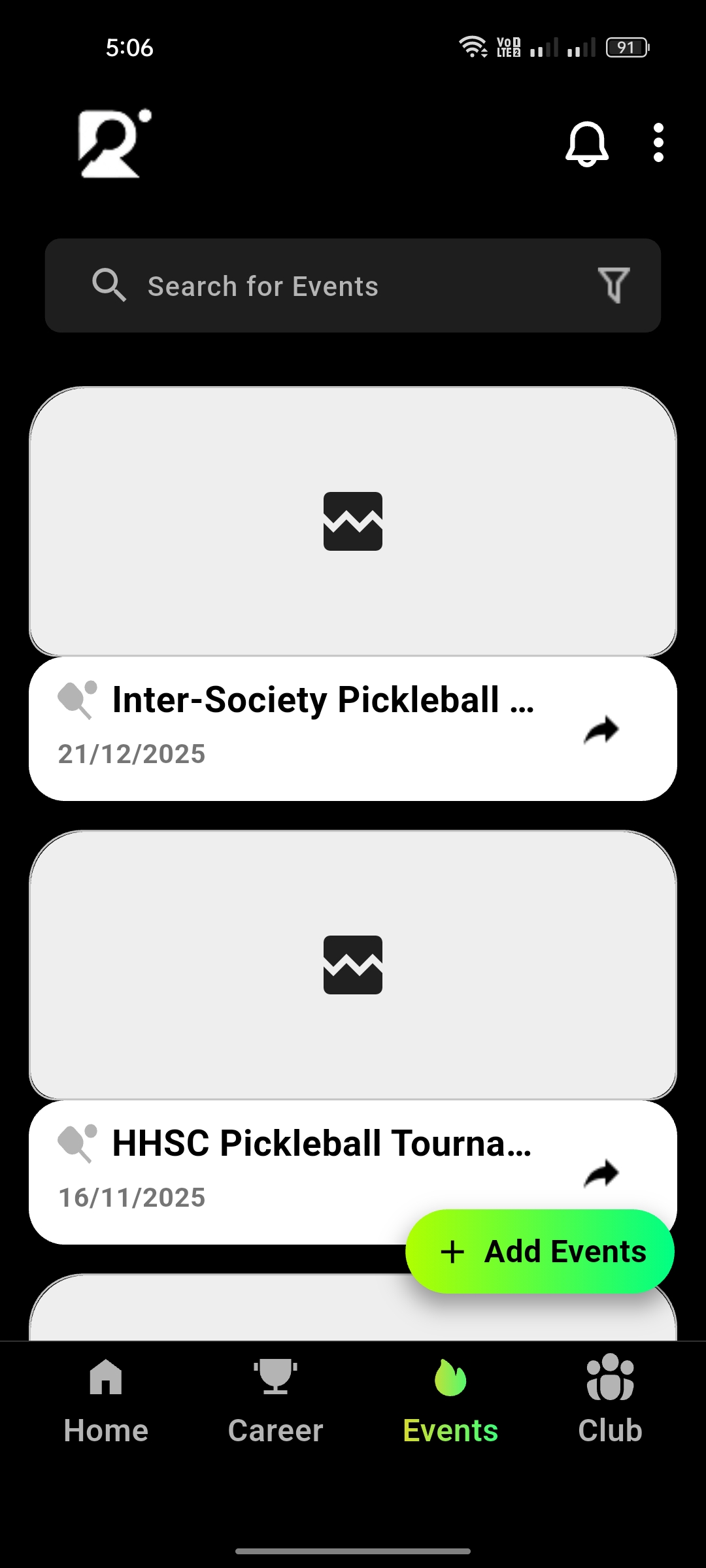 Event Calendar — Racqit, Sports / Social Platform built with Flutter and Dart by Ayan Parvaiz
